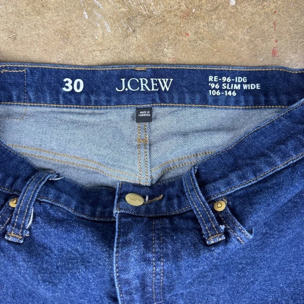 J.Crew '96 Slim Wide Leg‎ Cropped Women's Jeans Size 30 Blue High Rise Raw Hem